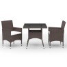 Ensemble à manger de jardin 3pcs Marron Résine tressée et verre 516746516746