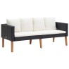 Salon de jardin 3 pcs avec coussins Résine tressée Noir 516749516749