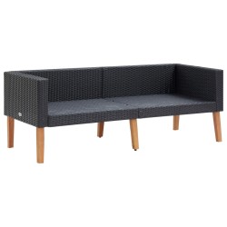 Salon de jardin 3 pcs avec coussins Résine tressée Noir 516749516749