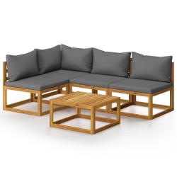 Salon de jardin 5 pcs avec coussin Bois d'acacia solide 516753516753