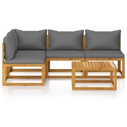 Salon de jardin 5 pcs avec coussin Bois d'acacia solide 516753516753