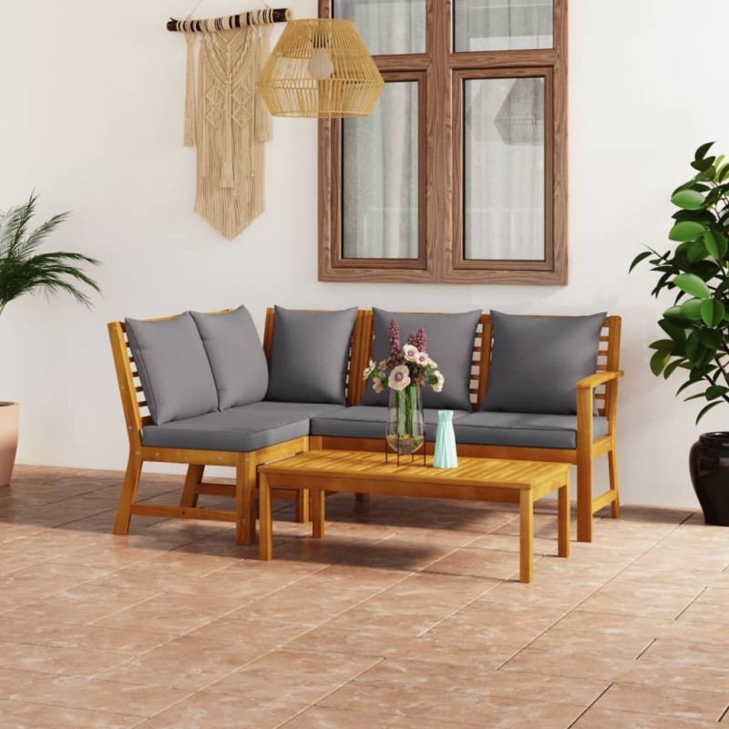 Salon de jardin 4 pcs avec coussin Bois d'acacia solide 516754516754