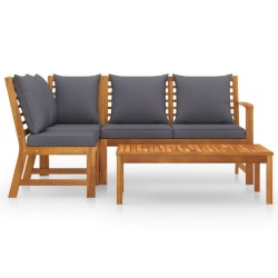 Salon de jardin 4 pcs avec coussin Bois d'acacia solide 516754516754