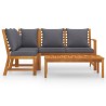 Salon de jardin 4 pcs avec coussin Bois d'acacia solide 516754516754