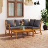 Salon de jardin 4 pcs avec coussin Bois d'acacia solide 516755516755