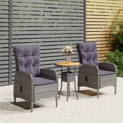 Ensemble de bistro de jardin 3 pcs Résine tressée Gris 516756516756