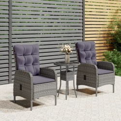 Ensemble de bistro de jardin 3 pcs Résine tressée Gris 516757516757