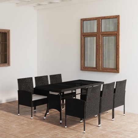 Ensemble à manger de jardin 7 pcs Résine tressée Noir 516759516759