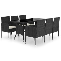 Ensemble à manger de jardin 7 pcs Résine tressée Noir 516759516759