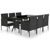 Ensemble à manger de jardin 7 pcs Résine tressée Noir 516759516759