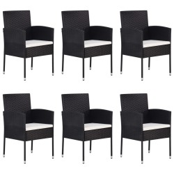 Ensemble à manger de jardin 7 pcs Résine tressée Noir 516759516759