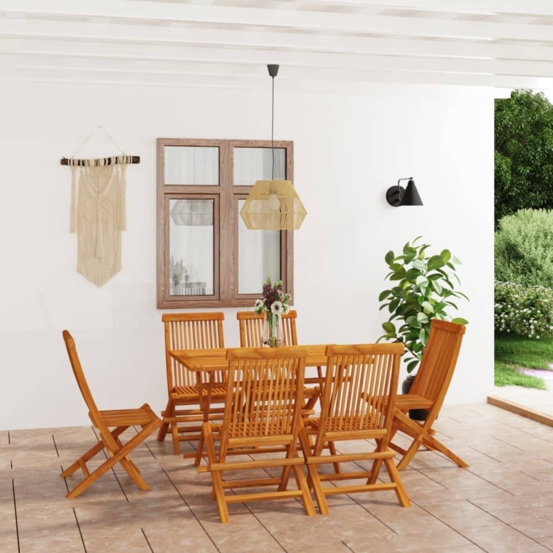 Ensemble à manger de jardin 7 pcs Bois de teck massif 516763516763