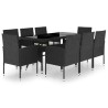 Ensemble à manger de jardin 9 pcs Résine tressée Noir 516765516765