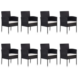 Ensemble à manger de jardin 9 pcs Résine tressée Noir 516765516765