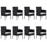 Ensemble à manger de jardin 9 pcs Résine tressée Noir 516765516765