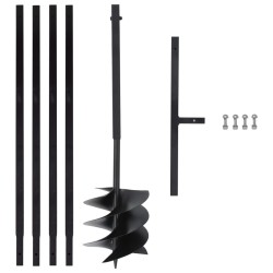 Tarière de sol avec manche 250 mm et tube d'extension 4 m Acier 516768516768