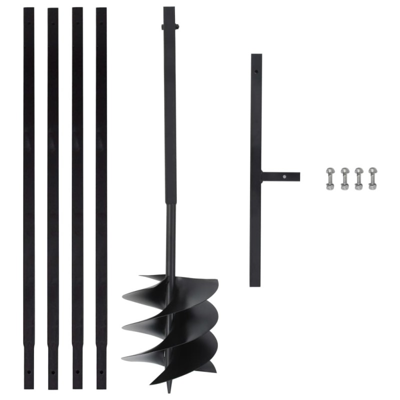 Tarière de sol avec manche 250 mm et tube d'extension 4 m Acier 516768516768