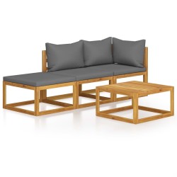 Salon de jardin 4 pcs avec coussin Bois d'acacia solide 516770516770