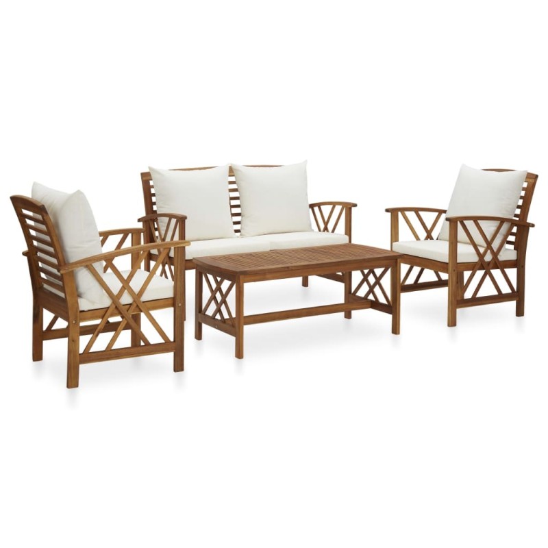 Salon de jardin 4 pcs avec coussins Bois d'acacia solide 516771516771