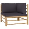 Salon de jardin 6 pcs avec coussins gris foncé bambou 516772516772