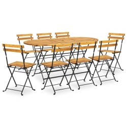 Ensemble à manger d'extérieur pliable 9pcs Bois d'acacia solide 516774516774