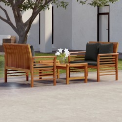 Salon de jardin 3 pcs avec coussins bois massif d'acacia 516776516776