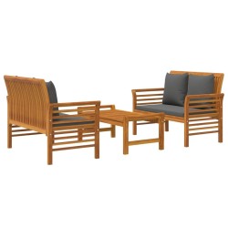 Salon de jardin 3 pcs avec coussins bois massif d'acacia 516776516776