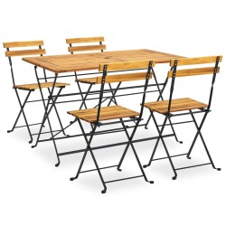 Ensemble à manger d'extérieur pliable 5pcs Bois d'acacia solide 516777516777