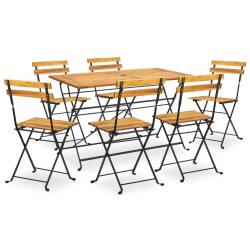 Ensemble à manger d'extérieur pliable 7pcs Bois d'acacia solide 516782516782