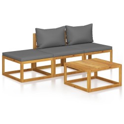 Salon de jardin 4 pcs avec coussin Bois d'acacia solide 516784516784