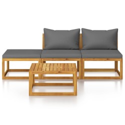 Salon de jardin 4 pcs avec coussin Bois d'acacia solide 516784516784