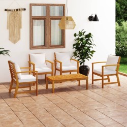 Salon de jardin 5 pcs avec coussin Bois d'acacia solide 516785516785