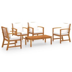 Salon de jardin 5 pcs avec coussin Bois d'acacia solide 516785516785