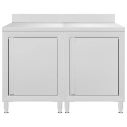 Table de travail commerciale avec armoire 120x60x96 cm Inox 516787516787