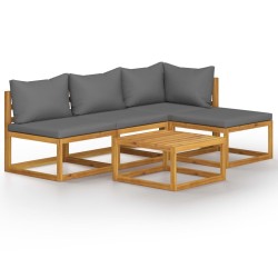 Salon de jardin 5 pcs avec coussin Bois d'acacia solide 516788516788