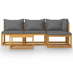 Salon de jardin 5 pcs avec coussin Bois d'acacia solide 516788516788