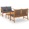 Salon de jardin 3 pcs avec coussin Bois d'acacia solide 516795516795
