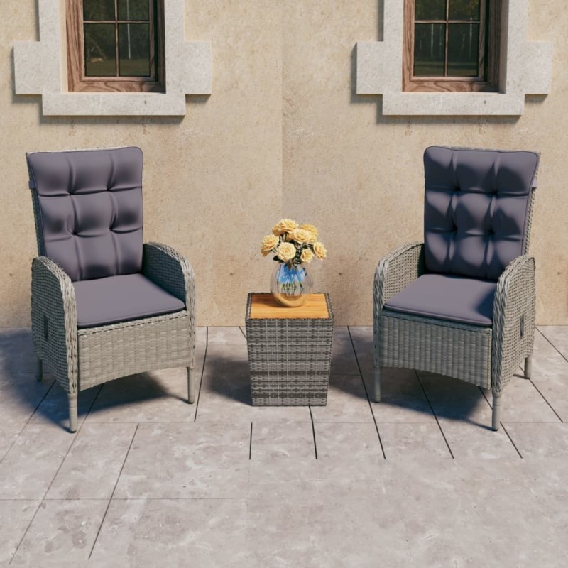 Ensemble de bistro de jardin 3pcs Résine tressée et acacia Gris 516797516797