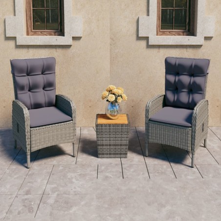 Ensemble de bistro de jardin 3pcs Résine tressée et acacia Gris 516797516797