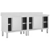 Tables avec portes coulissantes 2 pcs 200x50x(95-97) cm Inox 516802516802