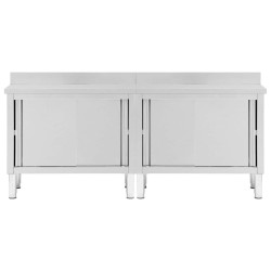 Tables avec portes coulissantes 2 pcs 200x50x(95-97) cm Inox 516802516802