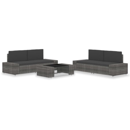 Salon de jardin 5 pcs Résine tressée Gris 516809516809