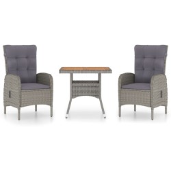 Ensemble à manger de jardin 3 pcs Résine tressée et acacia Gris 516810516810