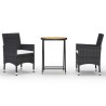 Ensemble de bistro de jardin 3 pcs rotin et bois d’acacia noir 516827516827