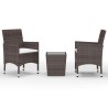 Ensemble de bistro 3 pcs Résine tressée et verre trempé Marron 516830516830