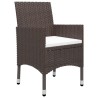 Ensemble de bistro 3 pcs Résine tressée et verre trempé Marron 516830516830