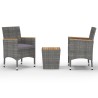 Ensemble de bistro 3 pcs Résine tressée et bois d'acacia Gris 516832516832