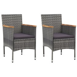 Ensemble de bistro 3 pcs Résine tressée et bois d'acacia Gris 516832516832