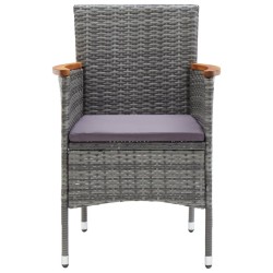 Ensemble de bistro 3 pcs Résine tressée et bois d'acacia Gris 516832516832
