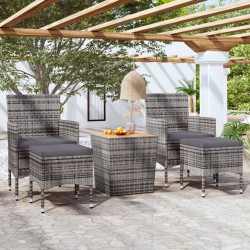 Ensemble de bistro de jardin 5pcs Résine tressée et acacia Gris 516833516833